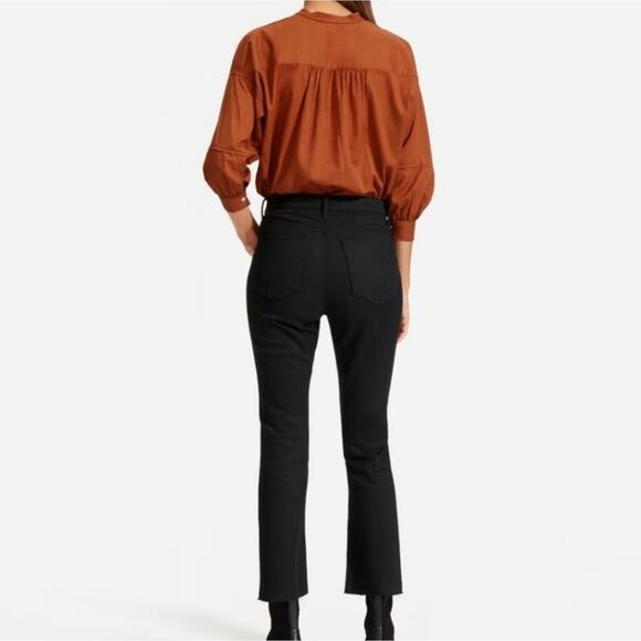 NEW Everlane Black The Kick Crop Flare Raw Hem High Waisted Jean - Picture 4 of 13